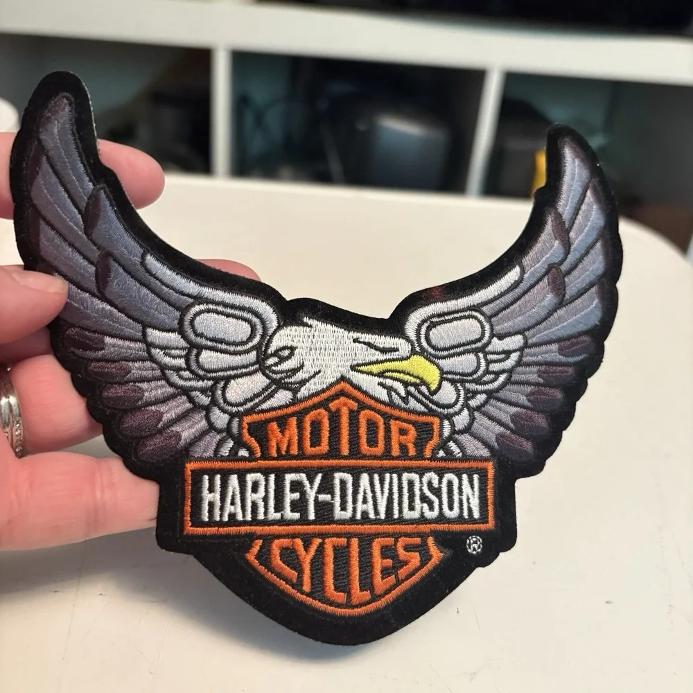 PAIR Harley Davidson MOTOR CYCLES Large PatchES BRAND NEW Eagles Black